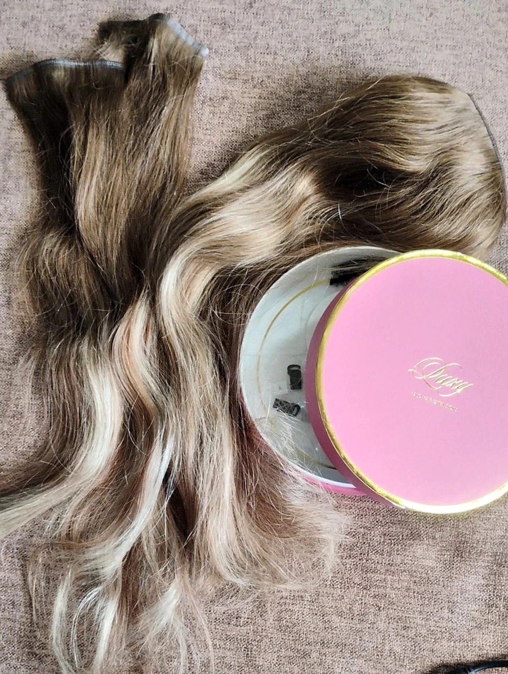 Luxy Hair Halo Hair Extensions Chestnut Brown Balayage Like New